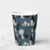 Gobelets En Papier Cute Wolf Pack Woodland Night Sky Moon (Gauche)
