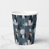 Gobelets En Papier Cute Wolf Pack Woodland Night Sky Moon (Droite)