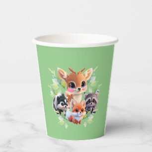 Gobelets En Papier Cute Woodland amis renard skunk raccoon cerf