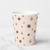 Gobelets En Papier Cute Woodland Hérisson et Motif de champignons (Verso)