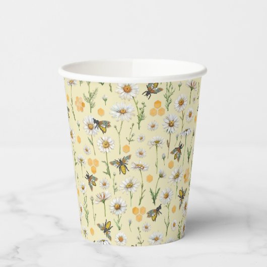 Gobelets En Papier Cuvettes en Baby shower Fleurs sauvages de miel | (Gauche)