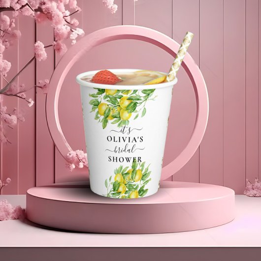 Gobelets En Papier Cuvettes en Fête des mariées citron et Feuille