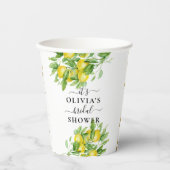 Gobelets En Papier Cuvettes en Fête des mariées citron et Feuille (Recto)