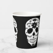 Gobelets En Papier Cuvettes Mexicaines De Crâne De Sucre Noir Et Blan (Verso)
