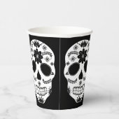 Gobelets En Papier Cuvettes Mexicaines De Crâne De Sucre Noir Et Blan (Droite)