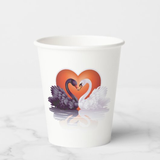 Gobelets En Papier Cygne noir et blanc (Recto)