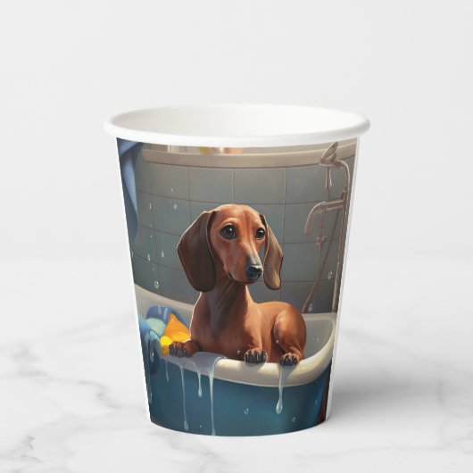 Gobelets En Papier Dachshund Bathtime Fun (Verso)