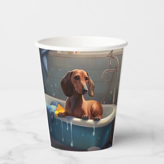 Gobelets En Papier Dachshund Bathtime Fun (Recto)