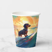 Gobelets En Papier Dachshund Beach Surf Peinture (Recto)