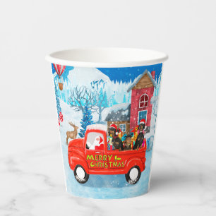 Gobelets En Papier Dachshund Chien en livraison de Noël Camion Neige