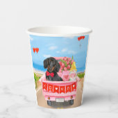Gobelets En Papier Dachshund Chien Saint-Valentin Coeurs de Camion (Verso)