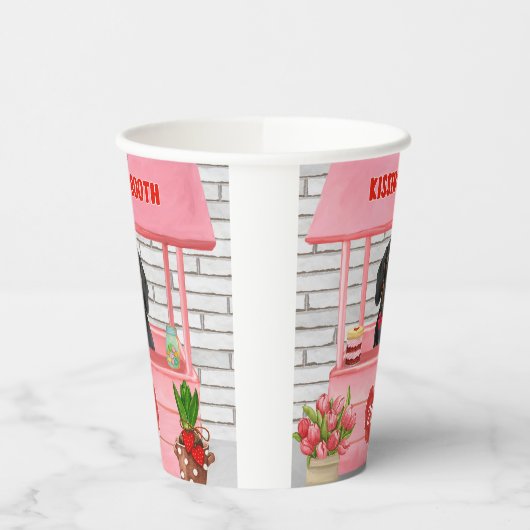 Gobelets En Papier Dachshund Chien Valentine's Day Kissing Booth (Gauche)