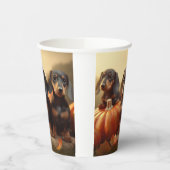 Gobelets En Papier Dachshund Chiot Automne Citrouille de plaisir (Gauche)