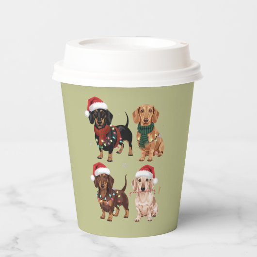 Gobelets En Papier Dachshund Christmas Chien Maman Lover Noël Cadeau (Recto)
