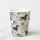 Gobelets En Papier Dachshund de Noël Tous les bonnets en papier (Gauche)