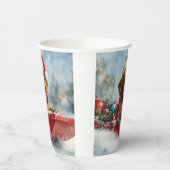 Gobelets En Papier Dachshund Dog in Sledge Let it neige Noël (Gauche)