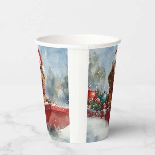 Gobelets En Papier Dachshund Dog in Sledge Let it neige Noël (Droite)