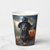 Gobelets En Papier Dachshund Halloween effroi (Verso)