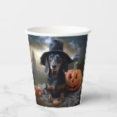 Gobelets En Papier Dachshund Halloween effroi (Recto)