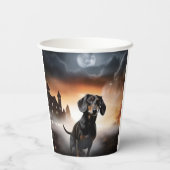Gobelets En Papier Dachshund Halloween effroi (Verso)