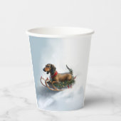 Gobelets En Papier Dachshund hiver neige de Noël (Recto)