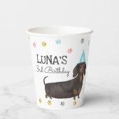 Gobelets En Papier Dachshund Lets Pawty Dog Anniversaire de la coupe  (Verso)