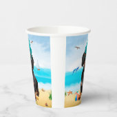 Gobelets En Papier Dachshund sur la plage (Gauche)