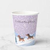 Gobelets En Papier Dachshunds à travers la neige saucisse chien Noël (Verso)