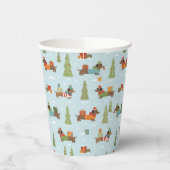 Gobelets En Papier Dachshunds festifs dans le Motif de neige (Gauche)