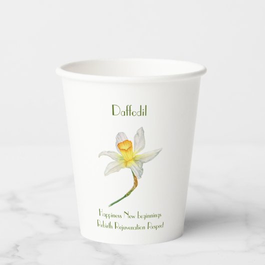 Gobelets En Papier Daffodique botanique aquarelle soleil tasse de pap (Recto)