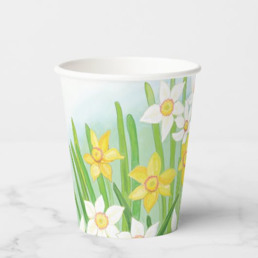 Gobelets En Papier Daffodiques jaunes et blanches dans les tasses de  (Recto)