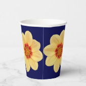 Gobelets En Papier Dahlia jaune motif floral sur bleu (Droite)