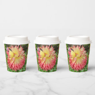 Gobelets En Papier Dahlia rose et jaune
