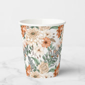 Gobelets En Papier Dahlias fougères marguerites verdure pêche blanc r (Gauche)