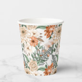 Gobelets En Papier Dahlias fougères marguerites verdure pêche blanc r (Recto)