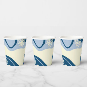 Gobelets En Papier Daisy Groove - Bleu foncé, Bleu clair et crème