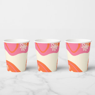 Gobelets En Papier Daisy Groove - Rose, orange et crème