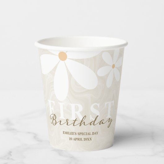 Gobelets En Papier Daisy Premier anniversaire Fête à thème (Recto)