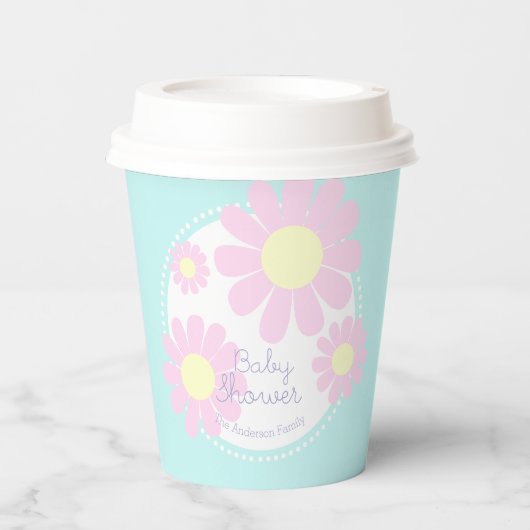Gobelets En Papier Daisy Simple Baby shower bleu (Recto)