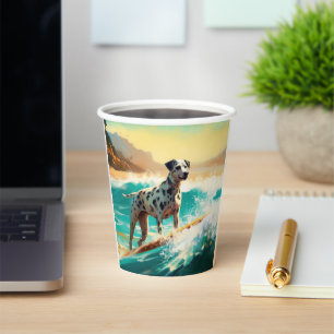 Gobelets En Papier Dalmation Plage Surf Peinture