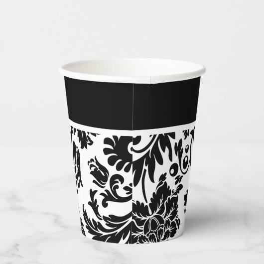 Gobelets En Papier Damas noir et blanc (Droite)