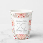 Gobelets En Papier Damask Floral 90th Birthday Party Paper Cup (Gauche)