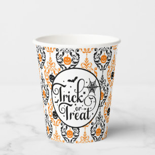 Gobelets En Papier Damask Glam Citrouille Tricoter ou traiter