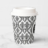 Gobelets En Papier Damask Glam Monogramme Halloween Citrouille (Droite)