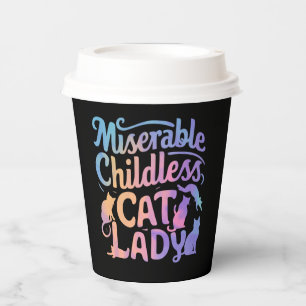 Gobelets En Papier Dame de chat misérable sans enfants