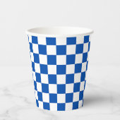 Gobelets En Papier Damier bleu cobalt classique (Recto)
