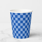 Gobelets En Papier Damier Bleu de Cobalt (Verso)