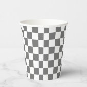 Gobelets En Papier Damier gris classique (Droite)