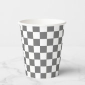Gobelets En Papier Damier gris classique (Recto)