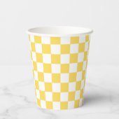 Gobelets En Papier Damier jaune visuel classique (Verso)